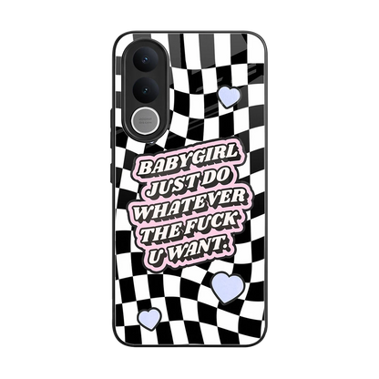 Babygirl back phone cover | glass case for vivo v70 fe