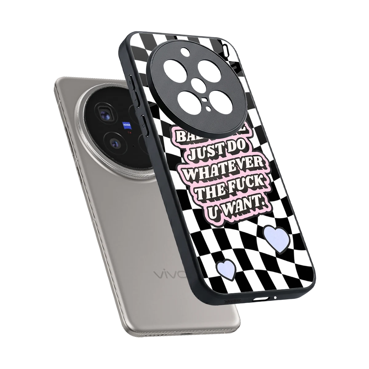 Babygirl sleek vivo x200 pro cover with tempered glass back and TPU edges