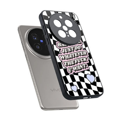 Babygirl sleek vivo x200 pro cover with tempered glass back and TPU edges