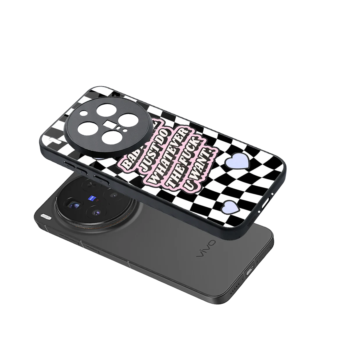 Babygirl sleek vivo x300 pro cover with tempered glass back and TPU edges