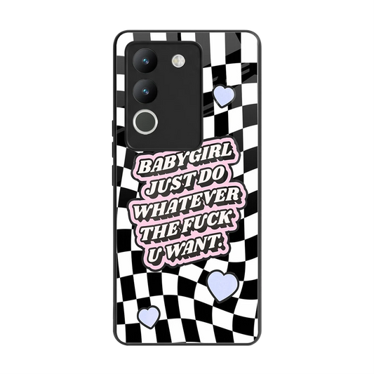 Babygirl back phone cover | glass case for vivo y200 5g