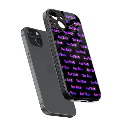 Bad Bitch sleek iphone 14 cover with tempered glass back and TPU edges