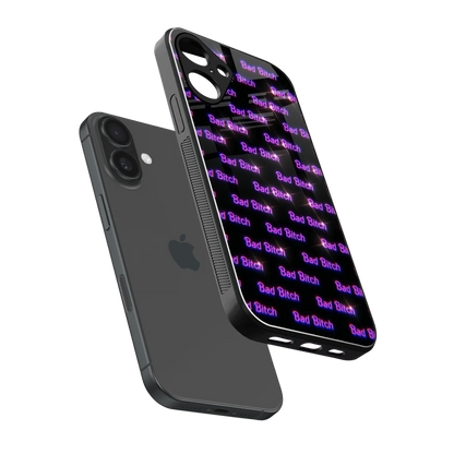 Bad Bitch sleek iphone 16 plus cover with tempered glass back and TPU edges