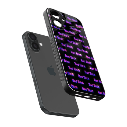 Bad Bitch sleek iPhone 16 cover with tempered glass back and TPU edges