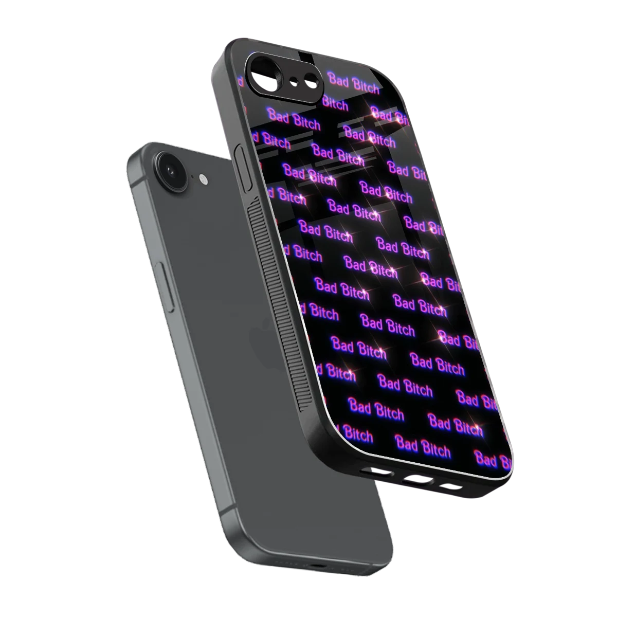 Bad Bitch sleek iphone 16e cover with tempered glass back and TPU edges