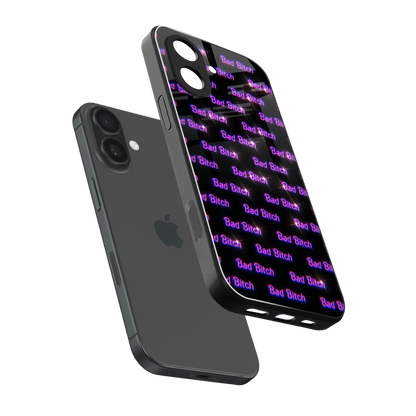 Bad Bitch sleek iphone 17 cover with tempered glass back and TPU edges