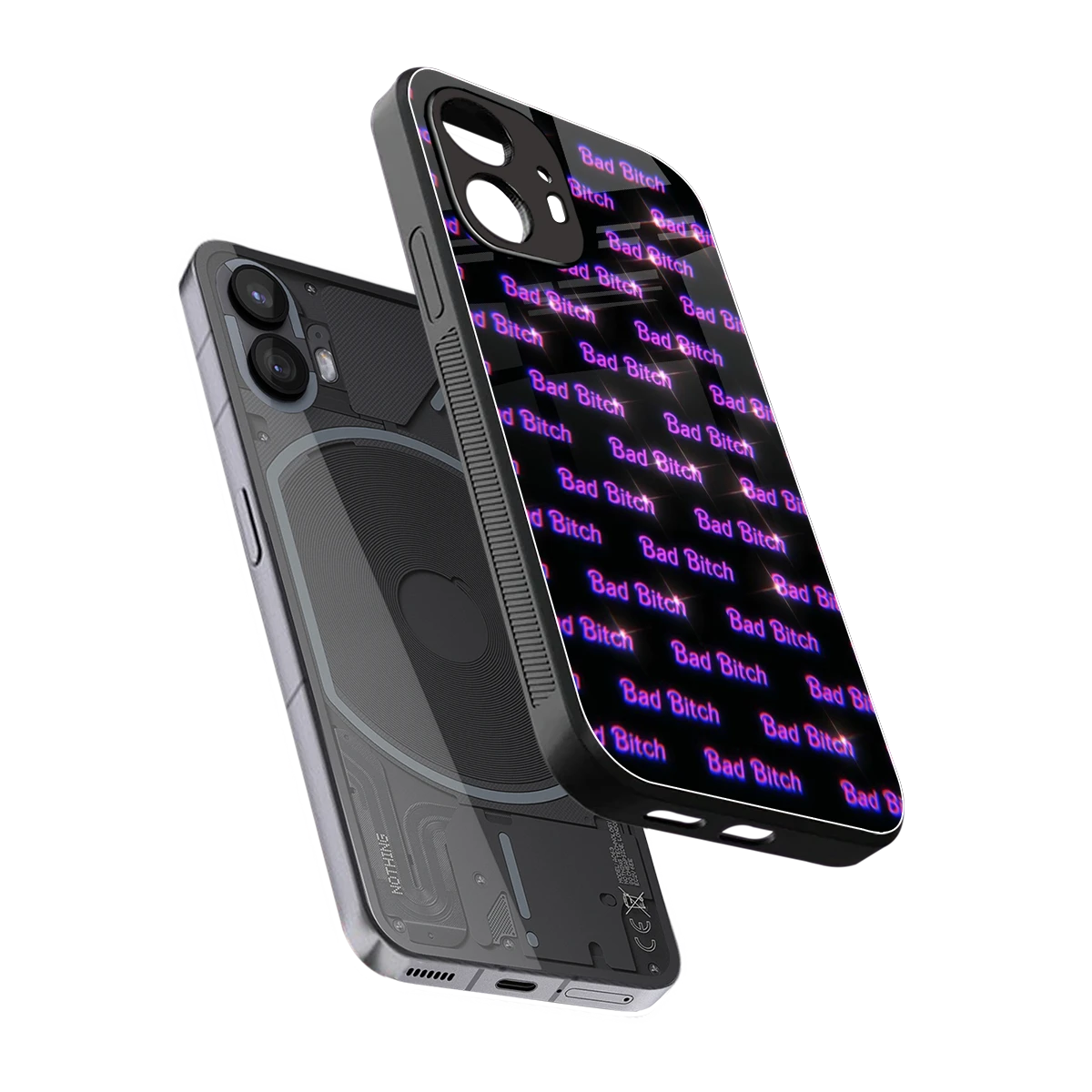 Bad Bitch sleek nothing phone 2 cover with tempered glass back and TPU edges