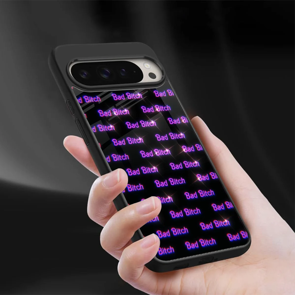 Bad Bitch sleek google pixel 9 pro xl cover with tempered glass back and TPU edges