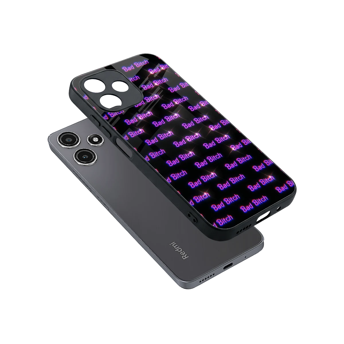 Bad Bitch sleek redmi 12 5g cover with tempered glass back and TPU edges