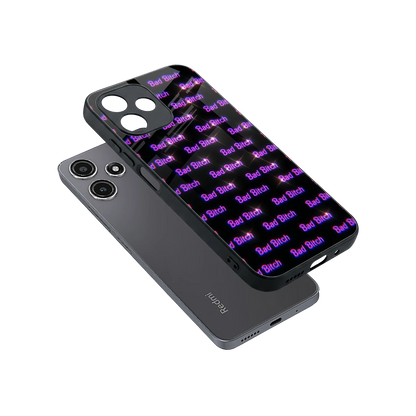 Bad Bitch sleek redmi 12 5g cover with tempered glass back and TPU edges