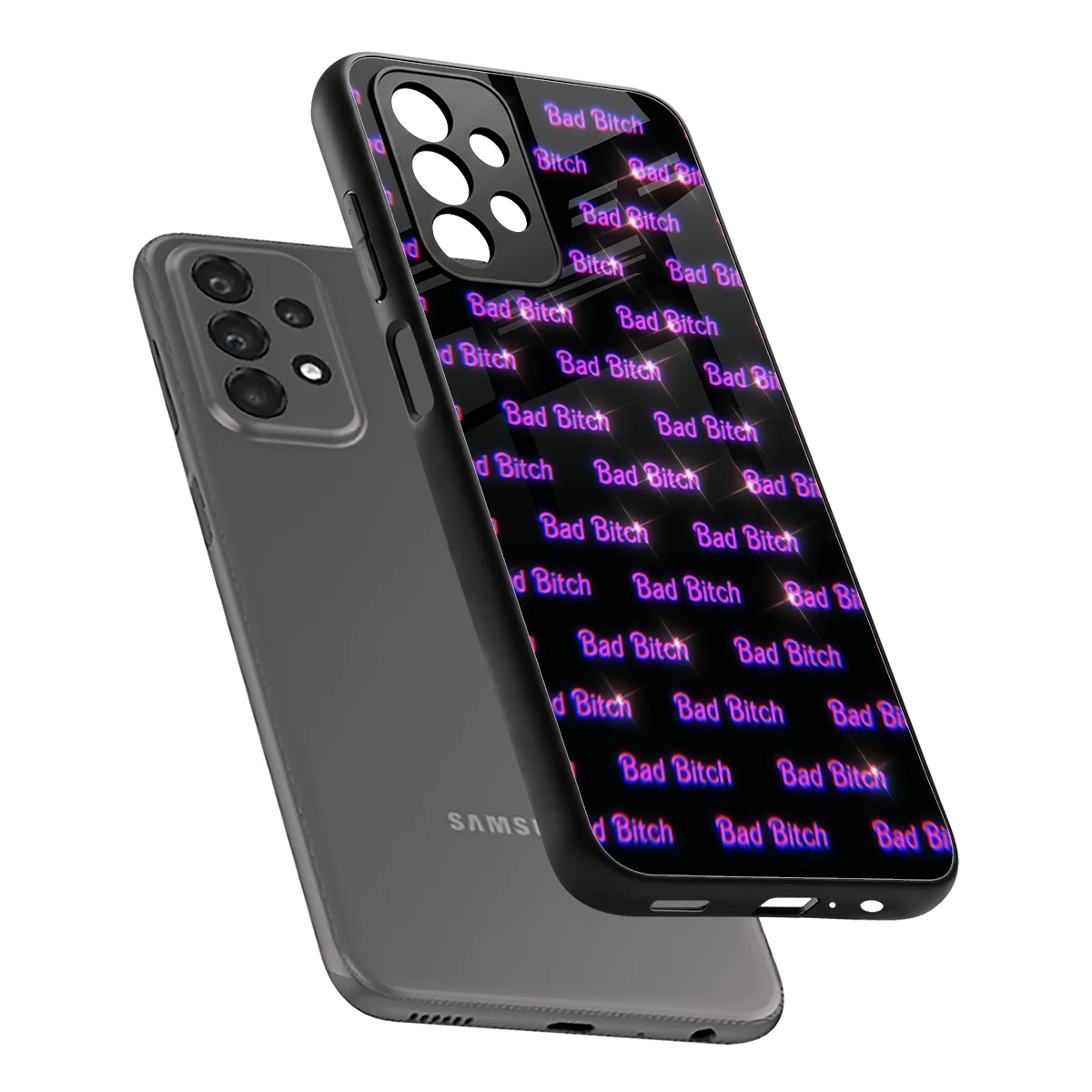 Bad Bitch sleek samsung galaxy a23 cover with tempered glass back and TPU edges
