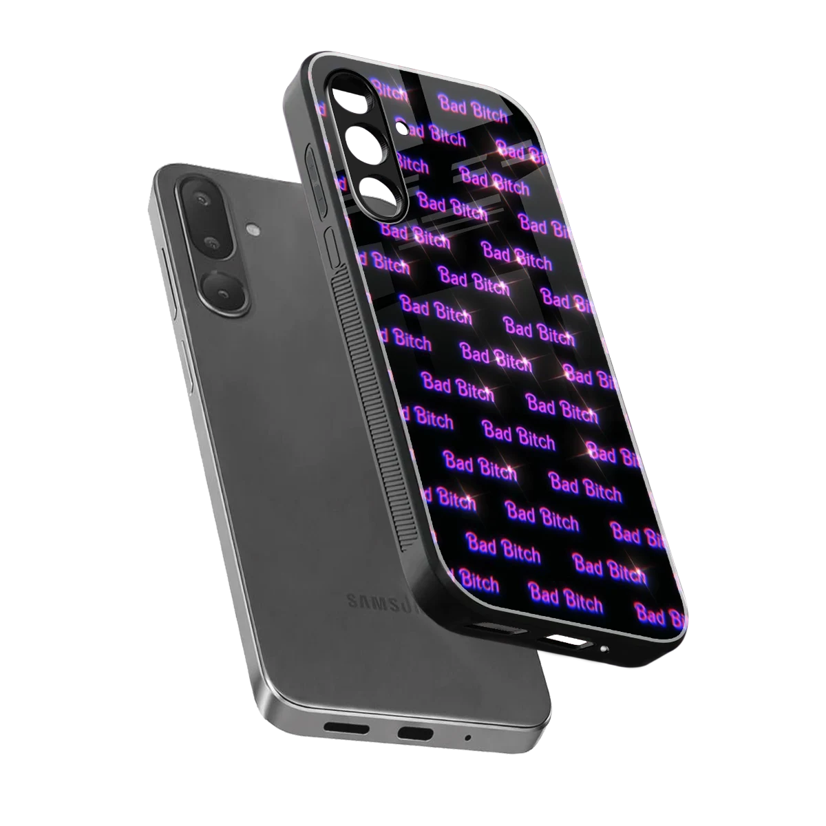 Bad Bitch sleek samsung galaxy m36 5g cover with tempered glass back and TPU edges