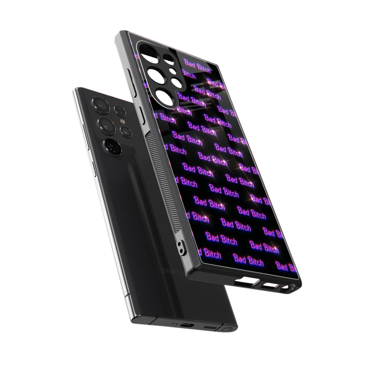 Bad Bitch sleek samsung galaxy s24 ultra cover with tempered glass back and TPU edges