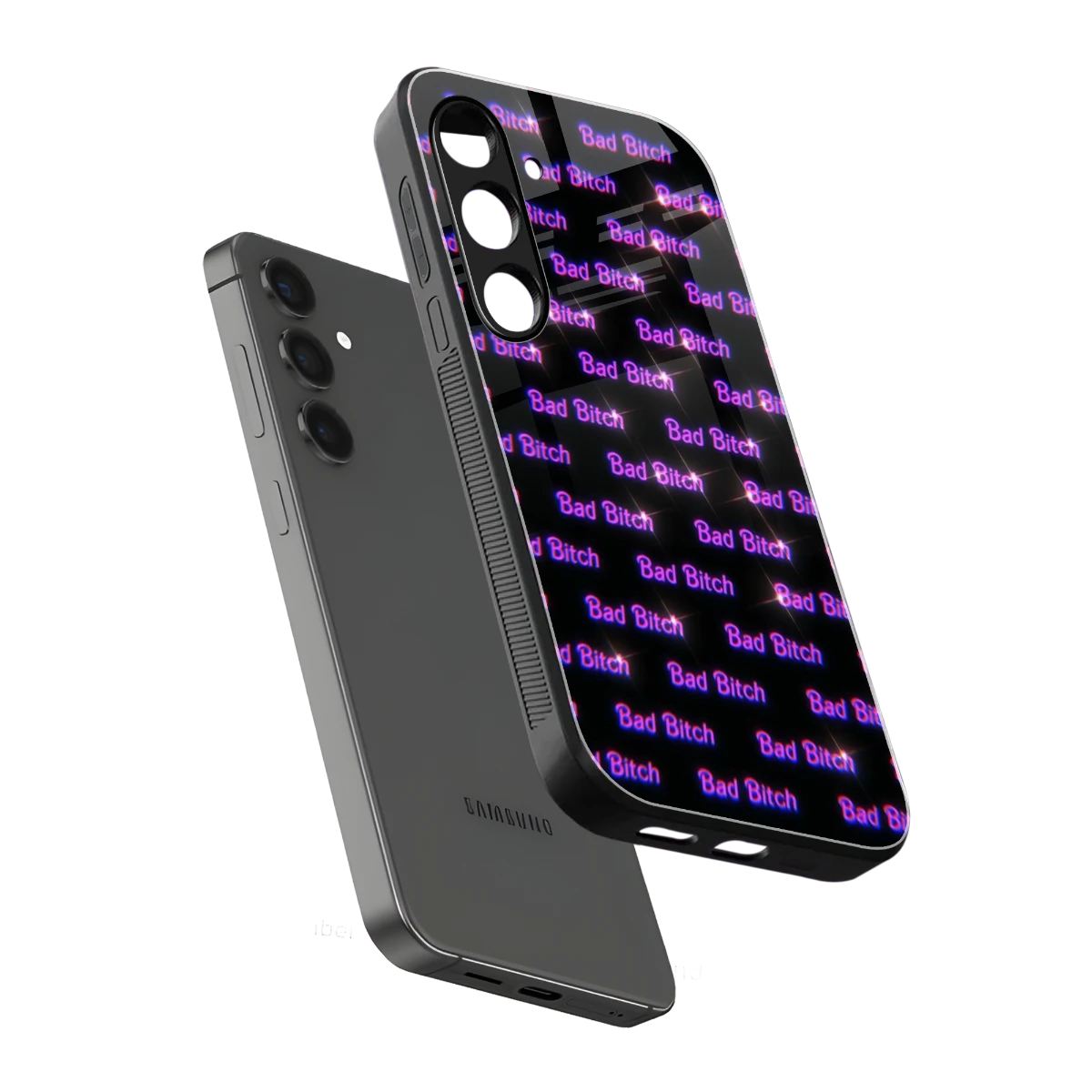 Bad Bitch sleek samsung galaxy s24 cover with tempered glass back and TPU edges