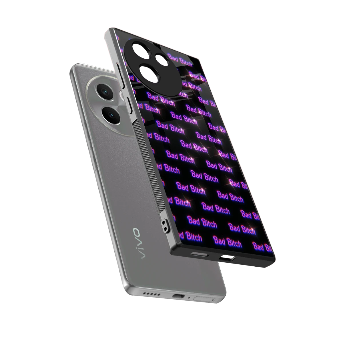 Bad Bitch sleek vivo v30e cover with tempered glass back and TPU edges