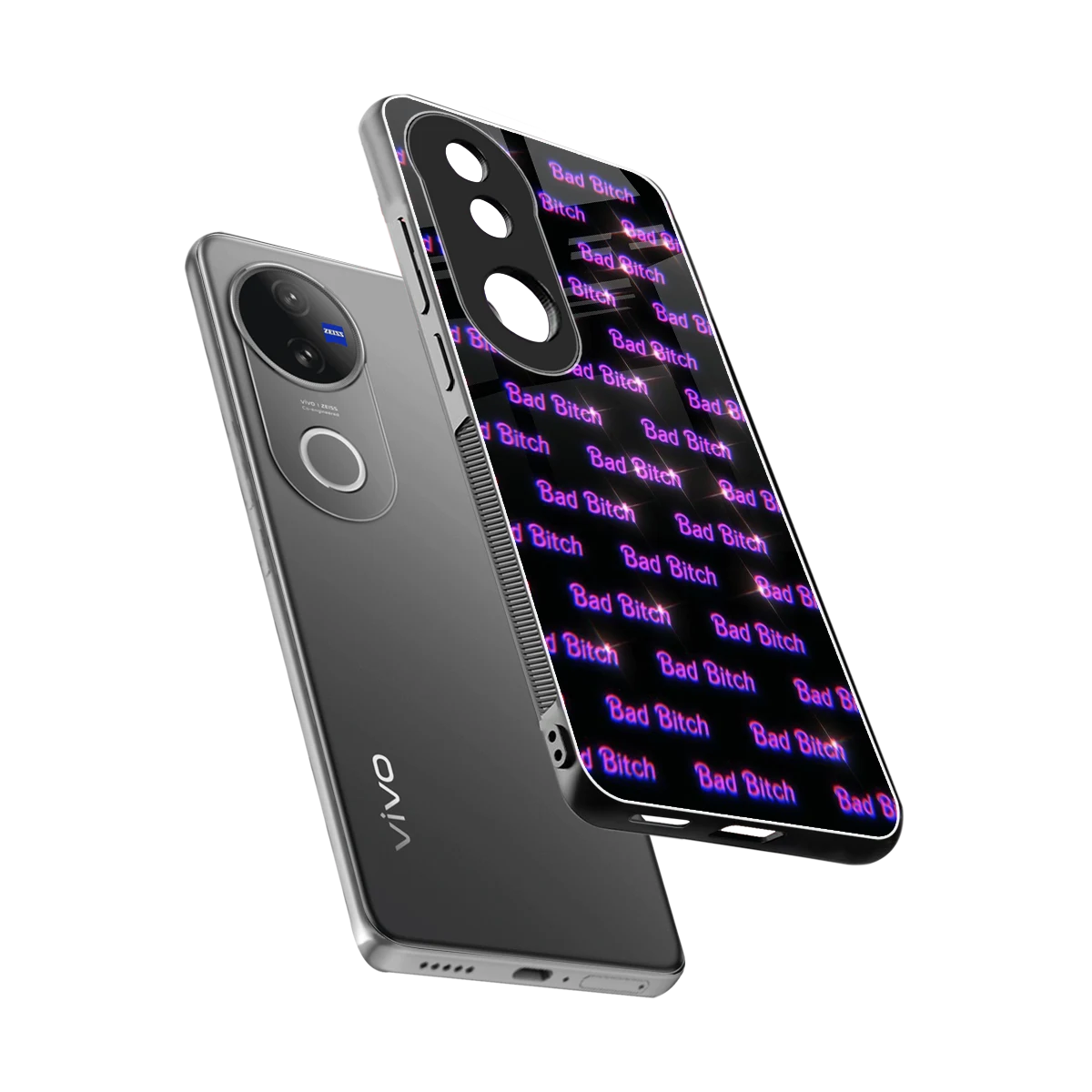 Bad Bitch sleek vivo v50 cover with tempered glass back and TPU edges