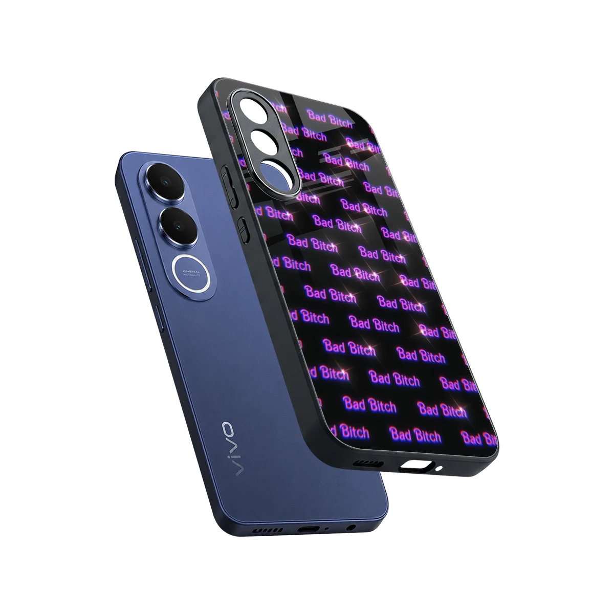 Bad Bitch sleek vivo v70 fe cover with tempered glass back and TPU edges