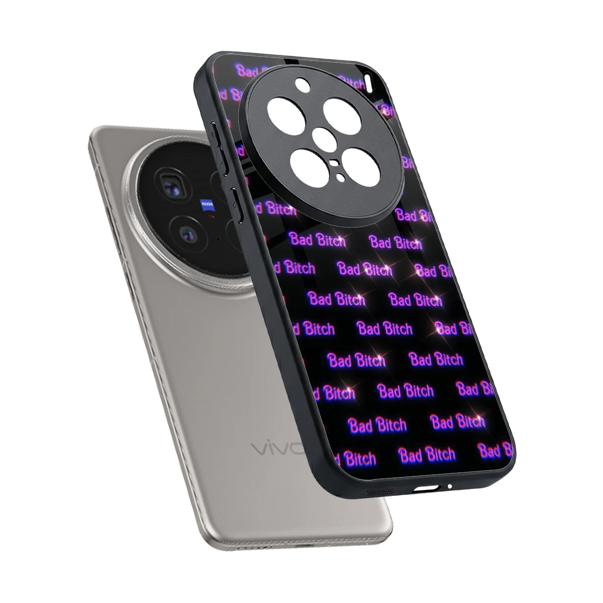 Bad Bitch sleek vivo x200 pro cover with tempered glass back and TPU edges