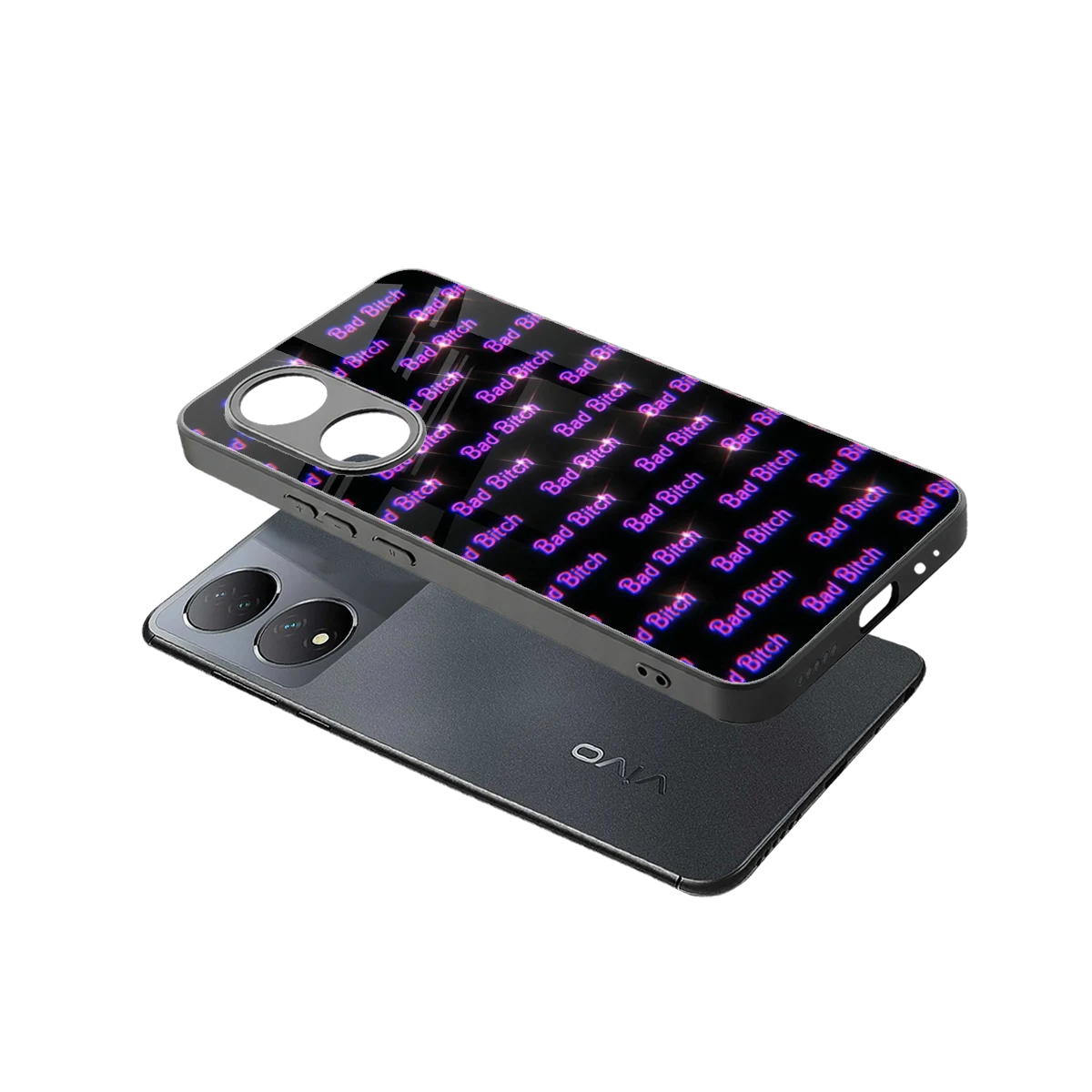 Bad Bitch sleek Vivo-y100 cover with tempered glass back and TPU edges