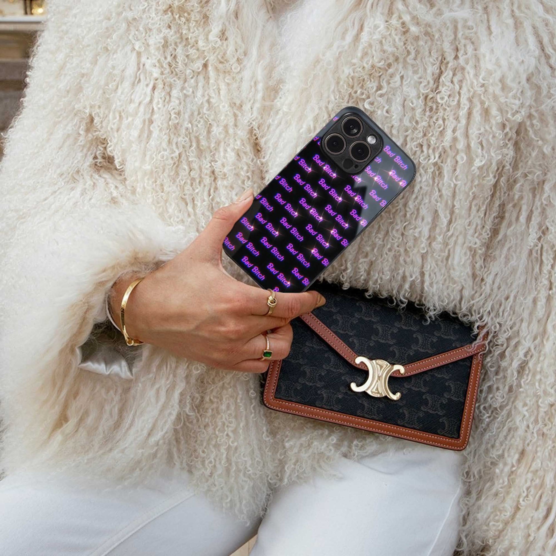 Bad Bitch luxury glass phone case for iPhone 16 | scratch and drop resistant