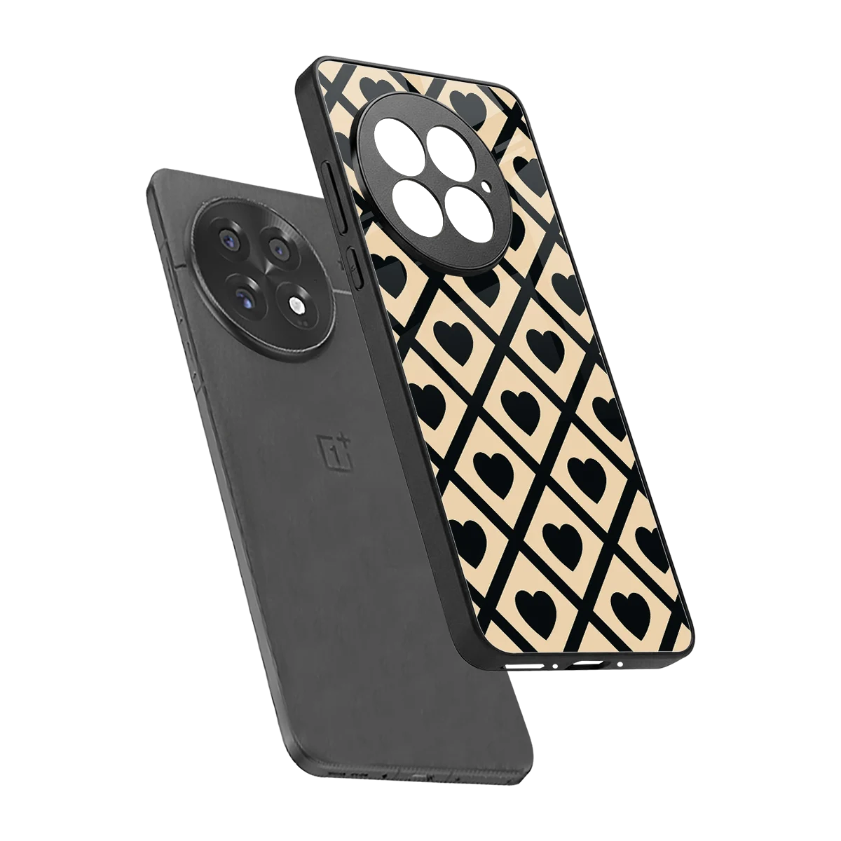 Beige Affection sleek oneplus 13 cover with tempered glass back and TPU edges