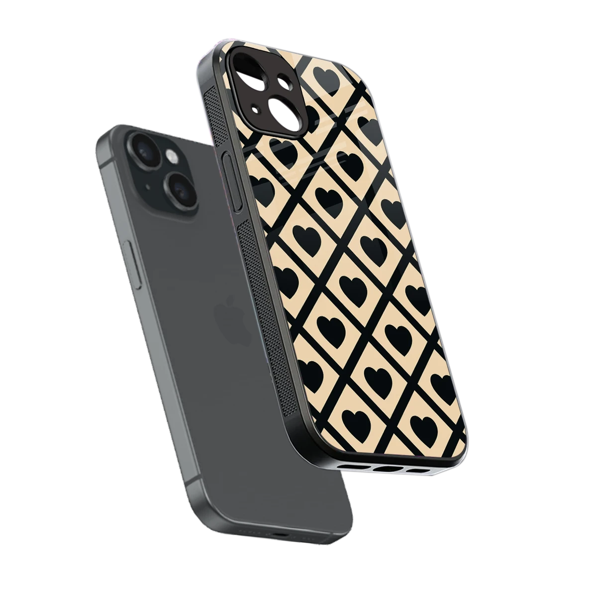 Beige Affection sleek iphone 13 cover with tempered glass back and TPU edges