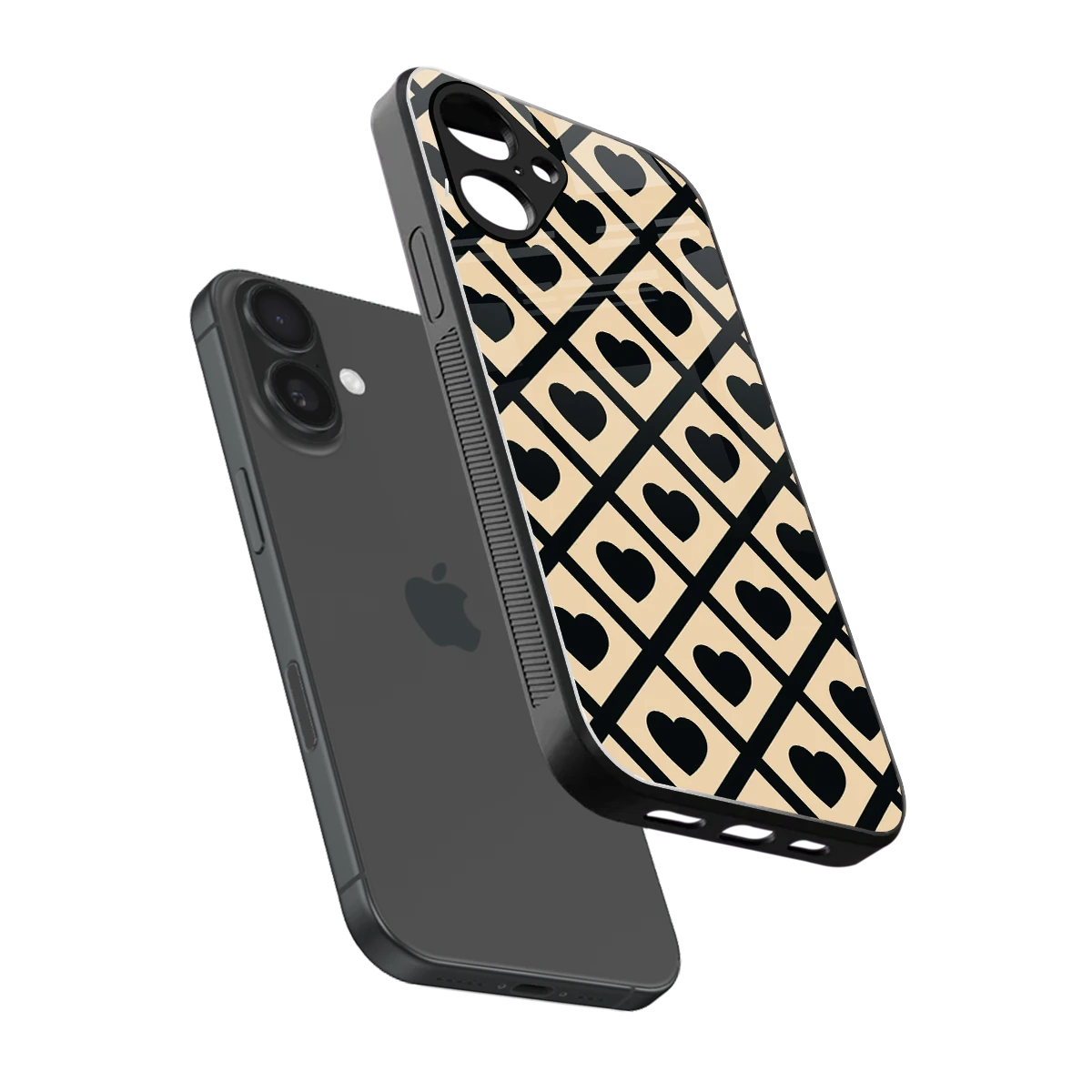 Beige Affection sleek iPhone 16 cover with tempered glass back and TPU edges