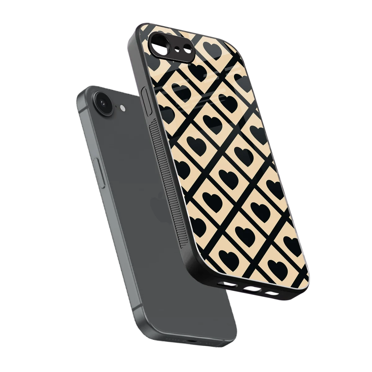 Beige Affection sleek iphone 16e cover with tempered glass back and TPU edges