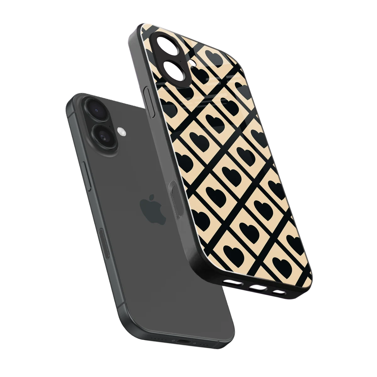 Beige Affection sleek iphone 17 cover with tempered glass back and TPU edges