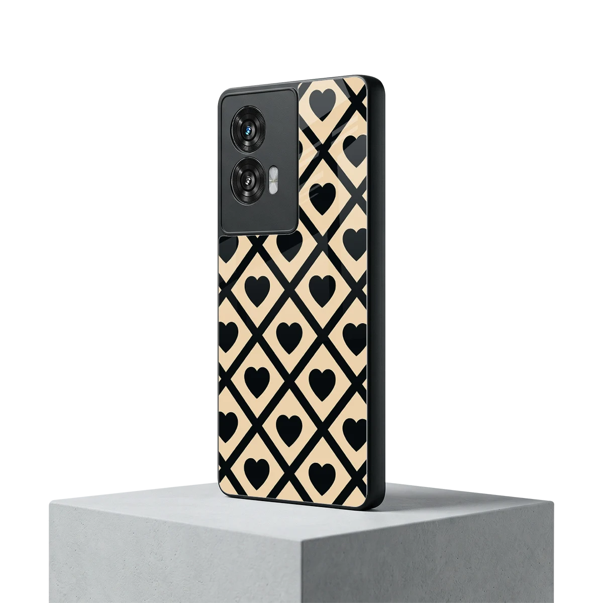 Beige Affection motorola edge 50 fusion mobile cover | shockproof glass phone case