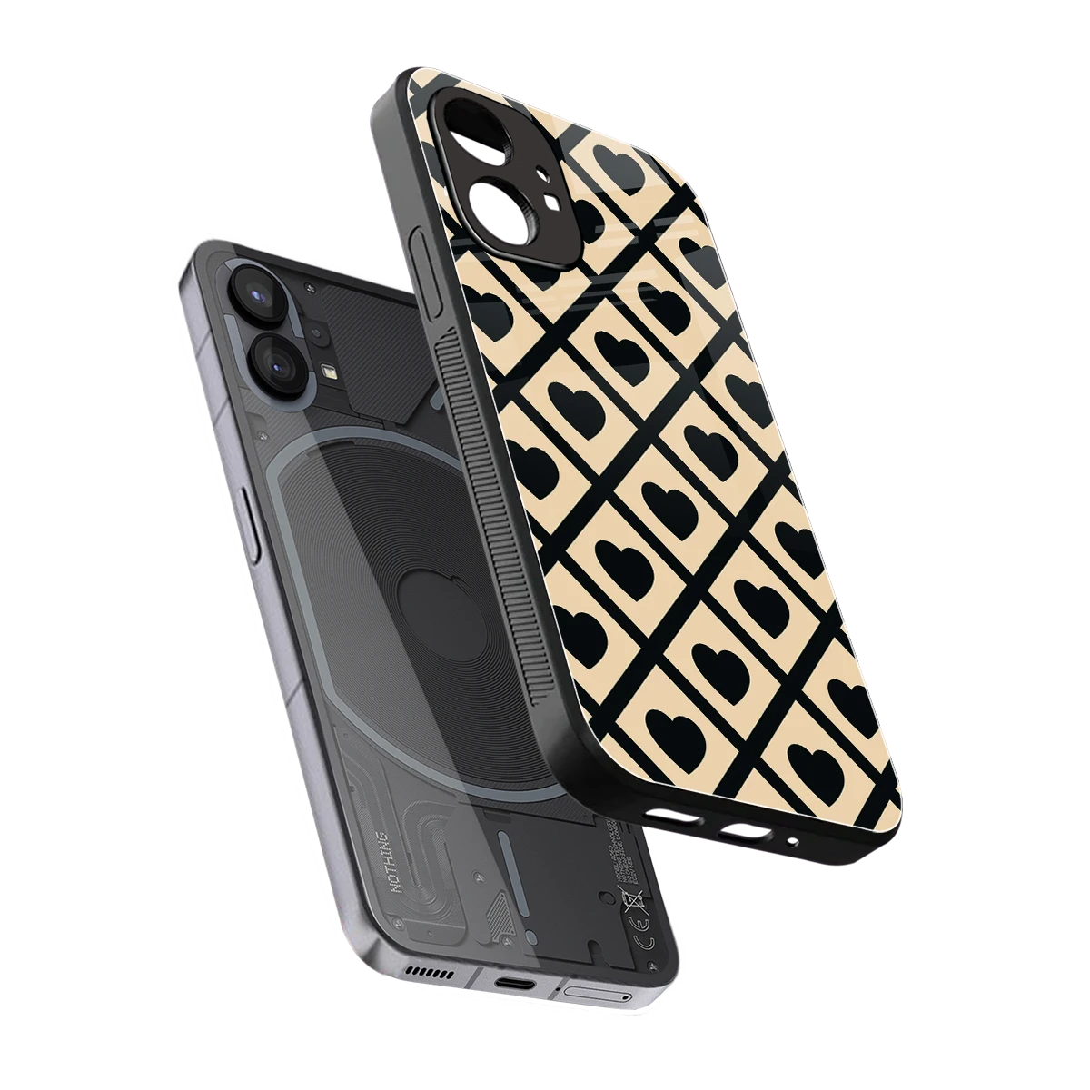 Beige Affection sleek nothing phone 1 cover with tempered glass back and TPU edges
