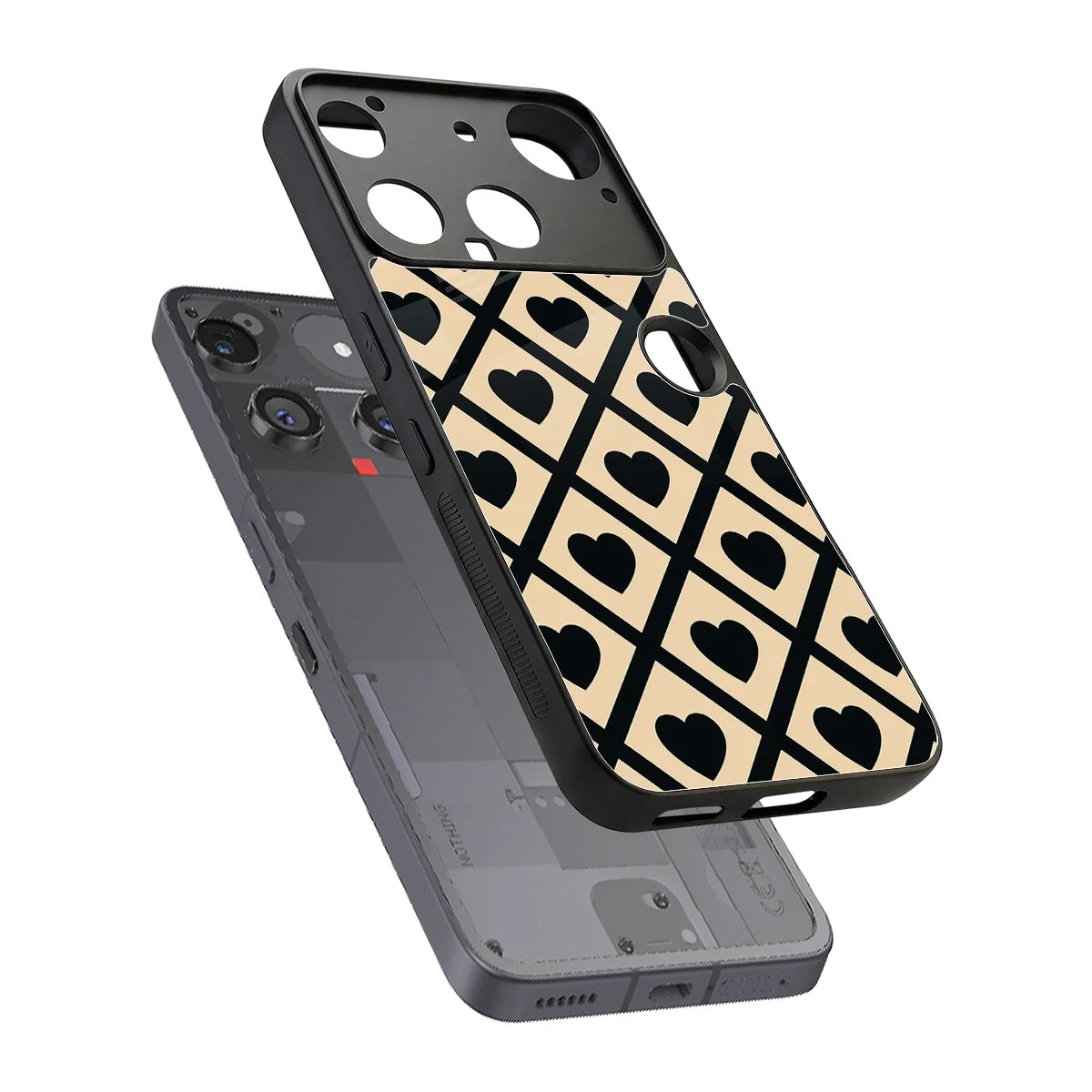 Beige Affection sleek nothing phone 3 cover with tempered glass back and TPU edges