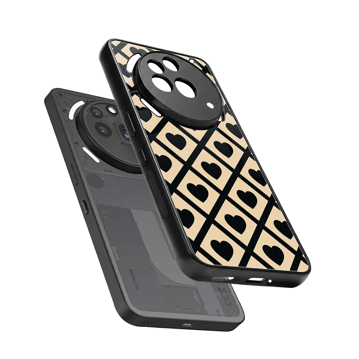 Beige Affection sleek nothing phone 3a pro cover with tempered glass back and TPU edges