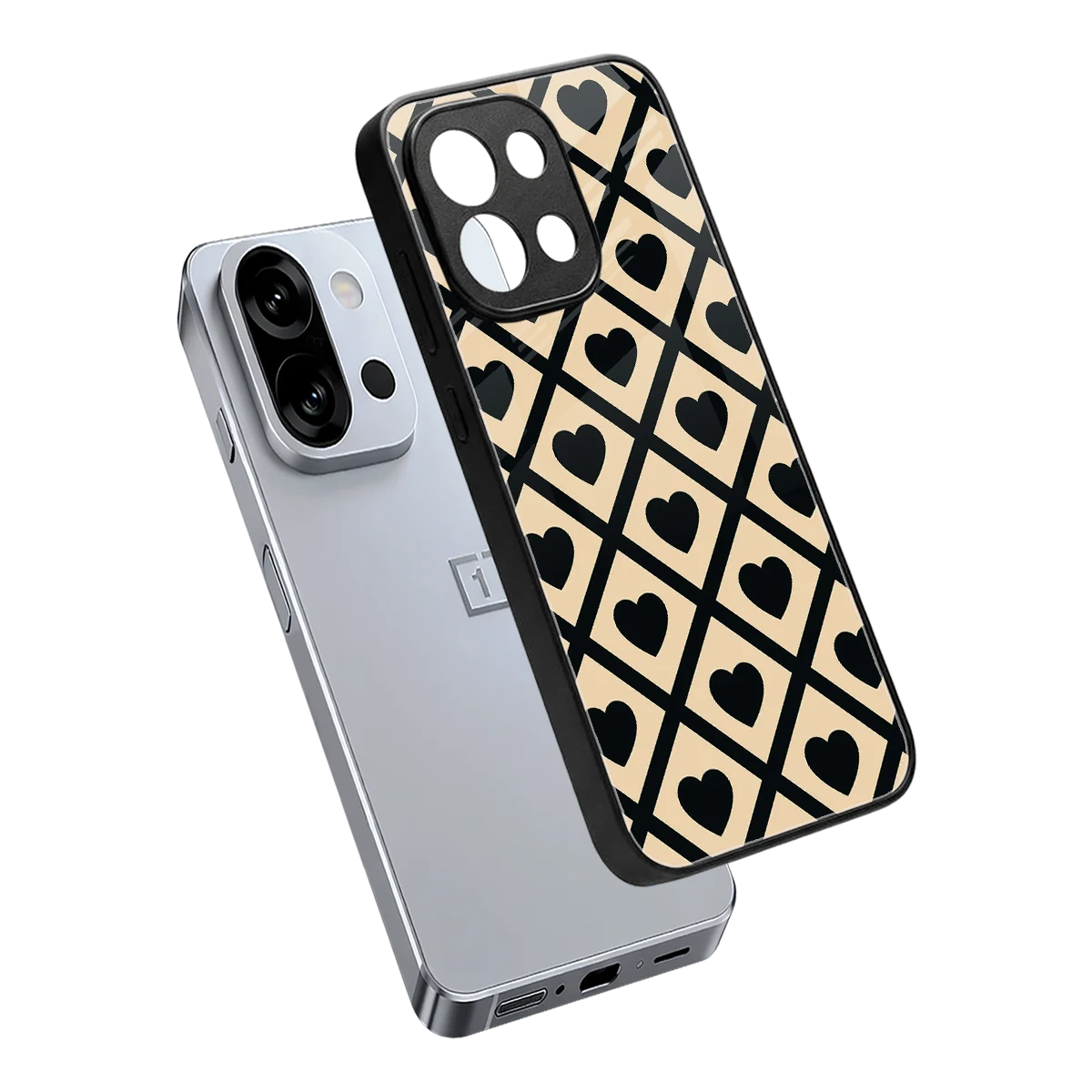 Beige Affection sleek oneplus 13s cover with tempered glass back and TPU edges