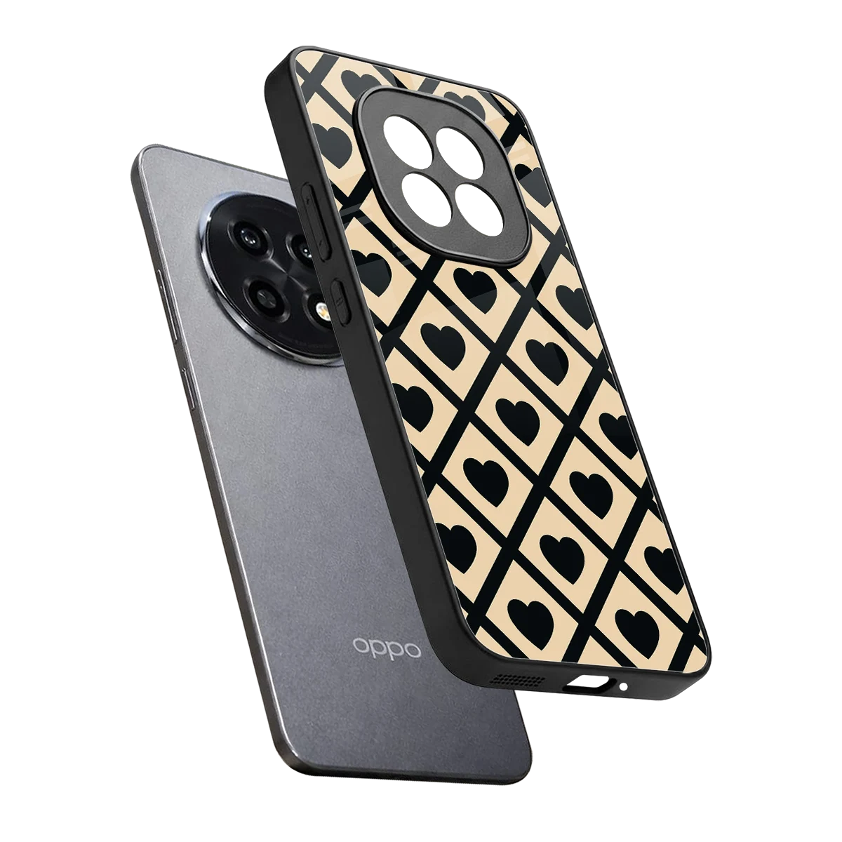 Beige Affection sleek oppo f29 pro 5g cover with tempered glass back and TPU edges
