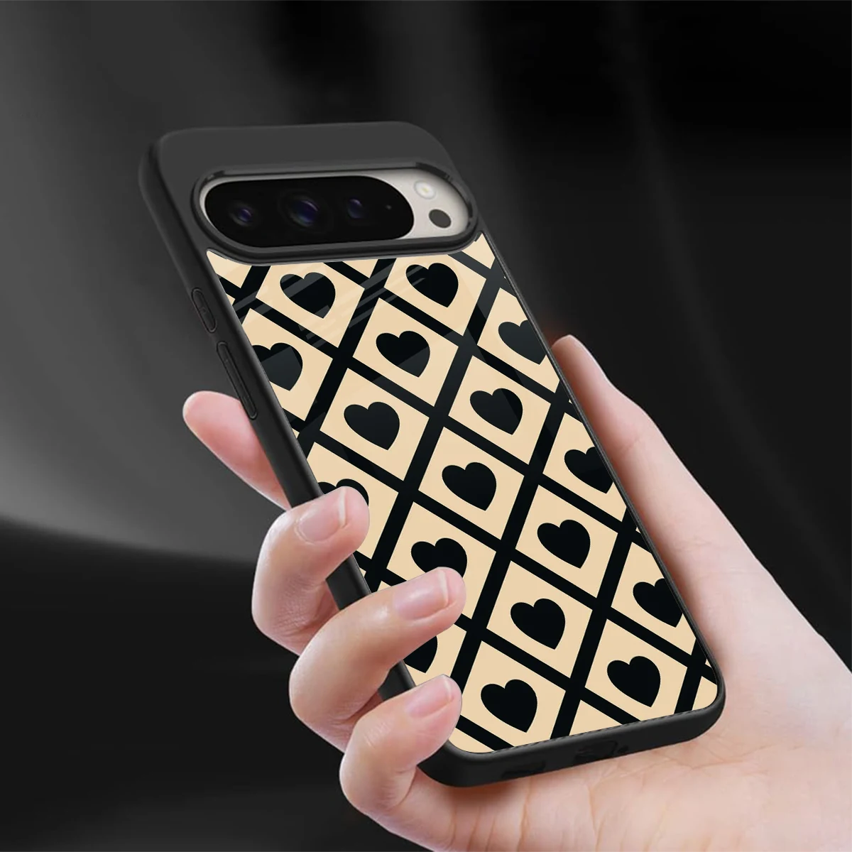 Beige Affection sleek google pixel 9 pro xl cover with tempered glass back and TPU edges