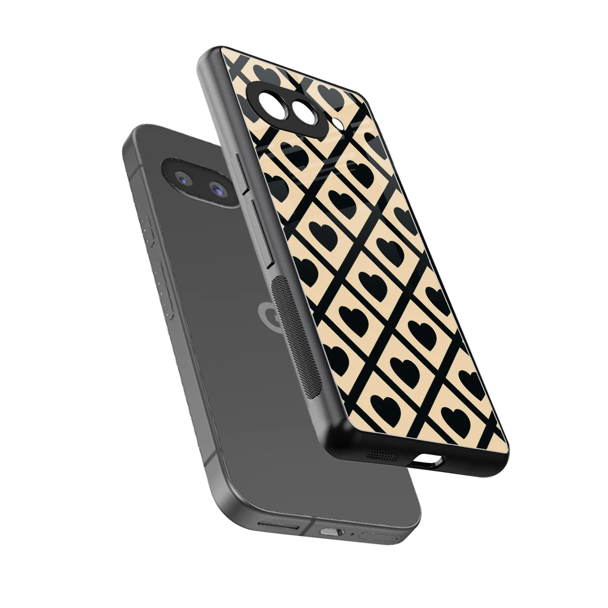 Beige Affection sleek google pixel 10a cover with tempered glass back and TPU edges