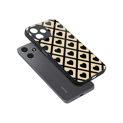 Beige Affection sleek redmi 12 5g cover with tempered glass back and TPU edges