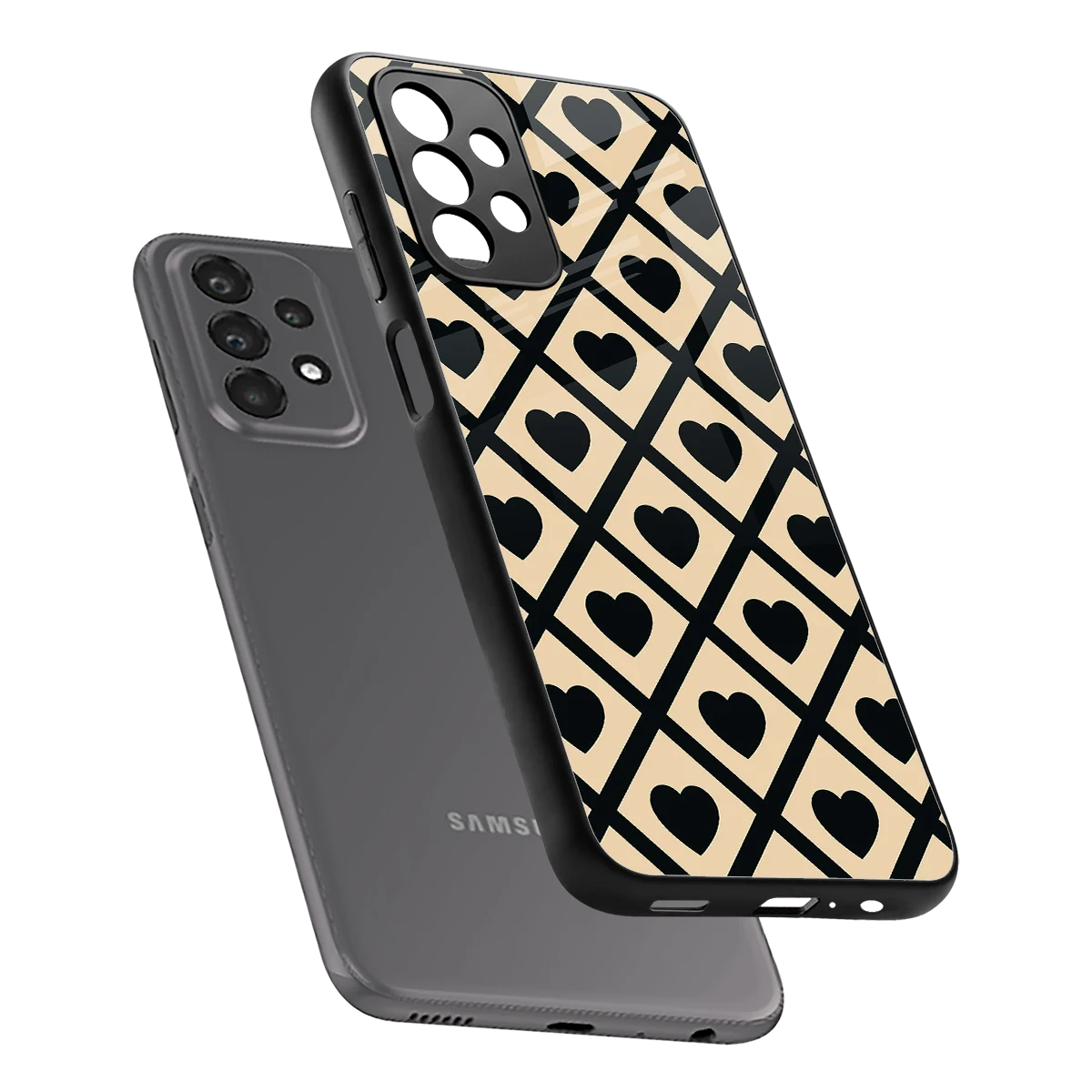 Beige Affection sleek samsung galaxy a23 cover with tempered glass back and TPU edges