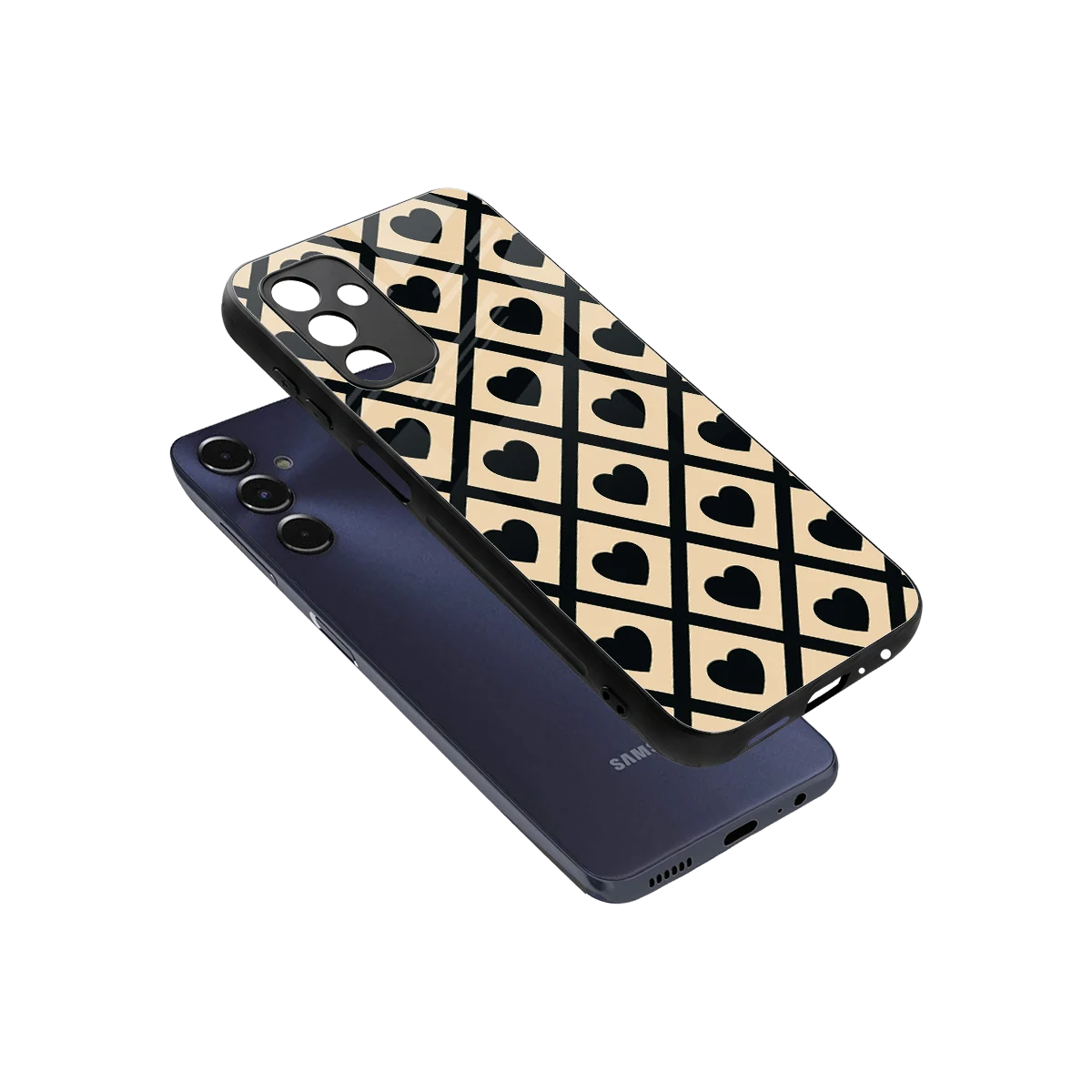 Beige Affection sleek samsung galaxy m14 5g cover with tempered glass back and TPU edges