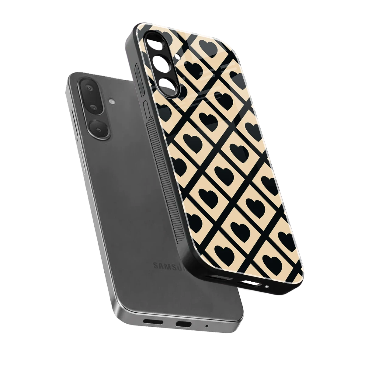 Beige Affection sleek samsung galaxy m56 5g cover with tempered glass back and TPU edges