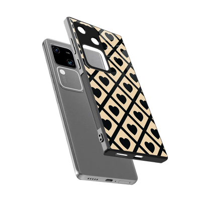 Beige Affection sleek vivo v30 cover with tempered glass back and TPU edges