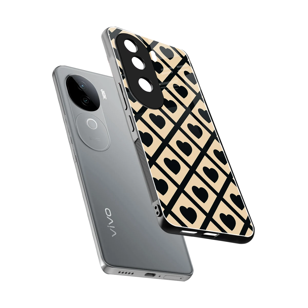 Beige Affection sleek vivo v40e cover with tempered glass back and TPU edges