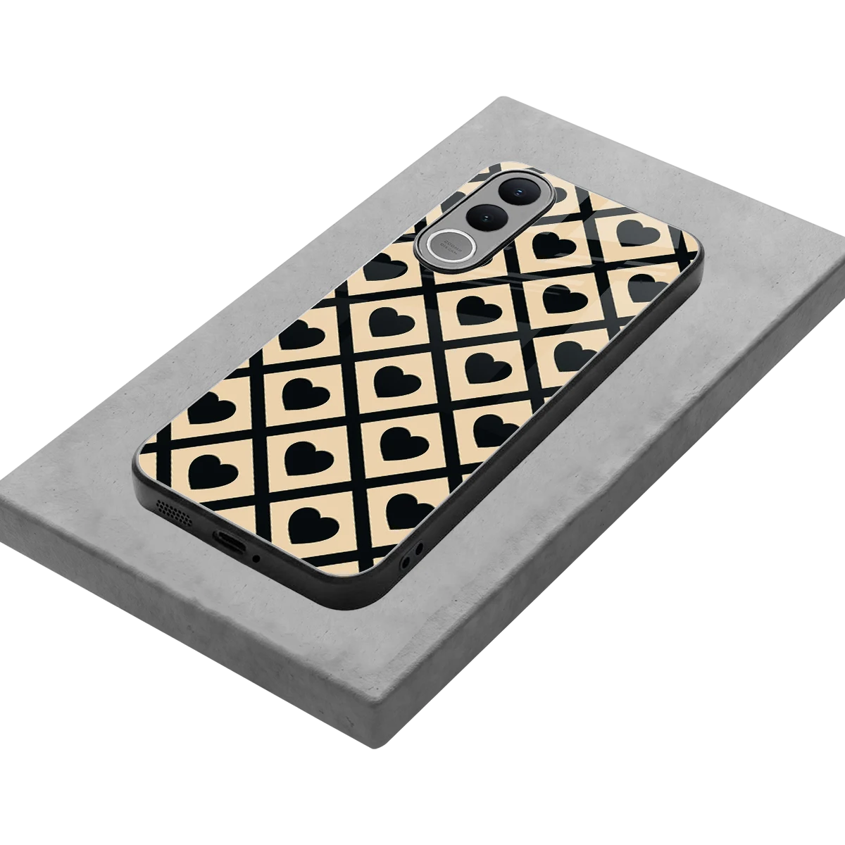 Beige Affection stylish phone case for vivo v70 fe | glossy glass and slim fit