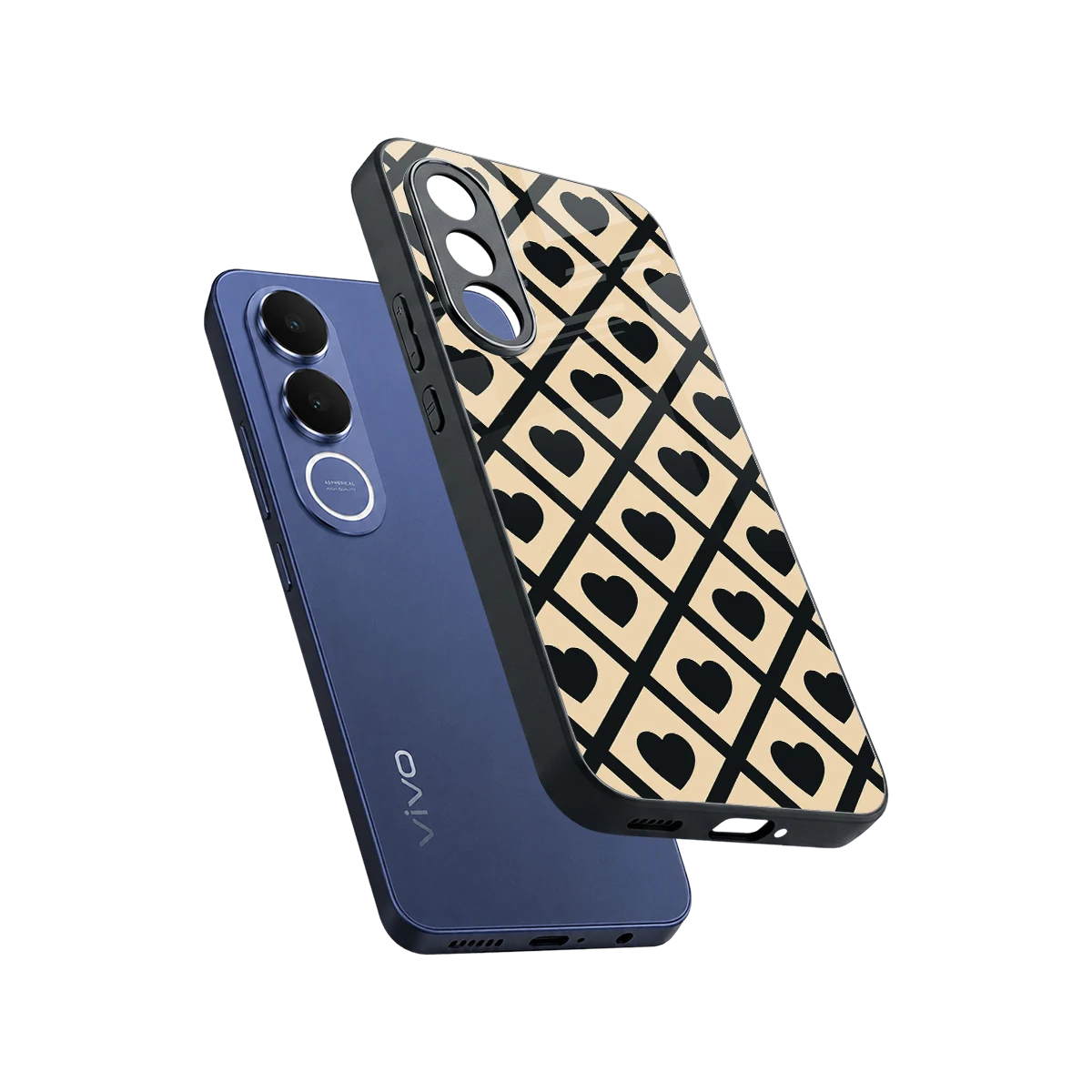 Beige Affection sleek vivo v70 fe cover with tempered glass back and TPU edges