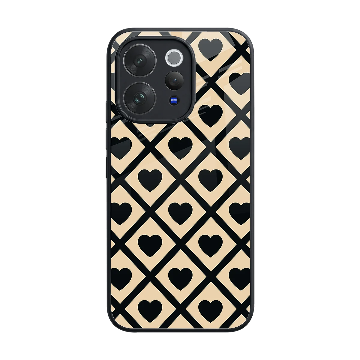 Beige Affection back phone cover | glass case for vivo v70 elite