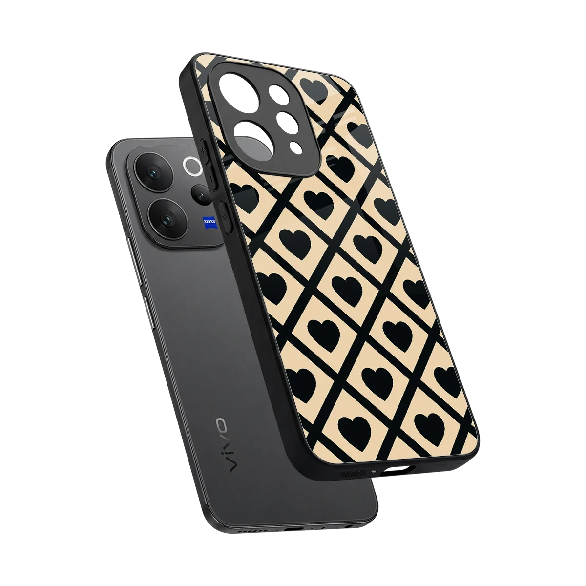 Beige Affection sleek vivo v70 cover with tempered glass back and TPU edges
