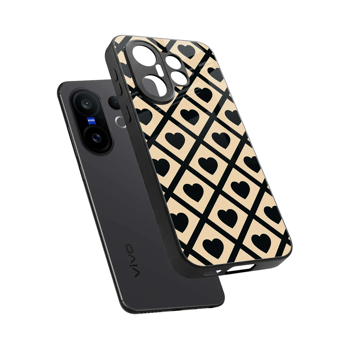 Beige Affection sleek vivo x200 fe cover with tempered glass back and TPU edges