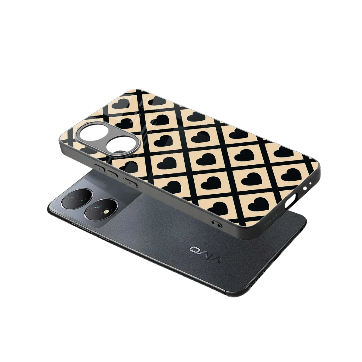 Beige Affection sleek Vivo-y100 cover with tempered glass back and TPU edges