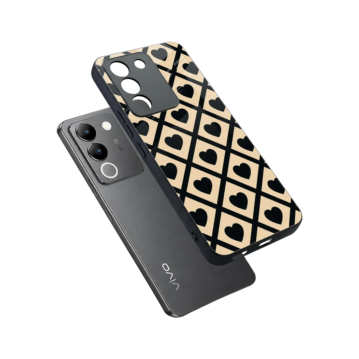 Beige Affection sleek vivo y200 5g cover with tempered glass back and TPU edges